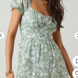 Green Floral Ruffle Dress